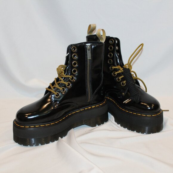 NIB DR MARTENS JADON MAX BLACK PLATFORM VEGAN LEATHER MOTO COMBAT BOOTS SZ 8 - Picture 6 of 8